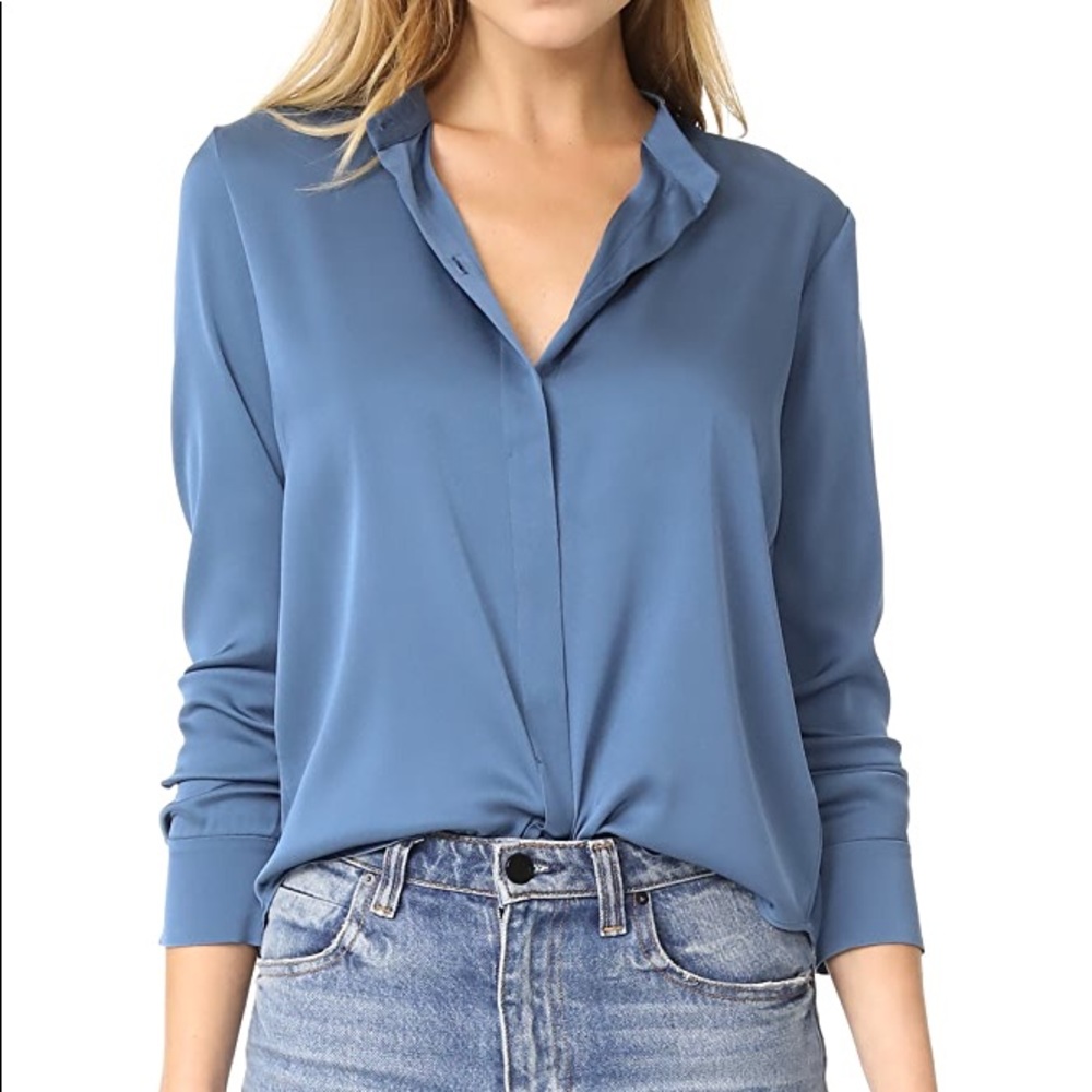 NWT Vince Silk Blouse Dark Green